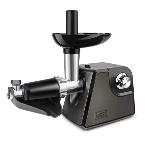 Negru+Decker | Masina de tocat carne | BXMMA1000E | Putere de 1000 W | Otel inoxidabil | Accesoriu pentru sos de rosii, deschidere speciala pentru kibbeh si accesorii pentru carnati | 3 discuri de taiere Plată securizată