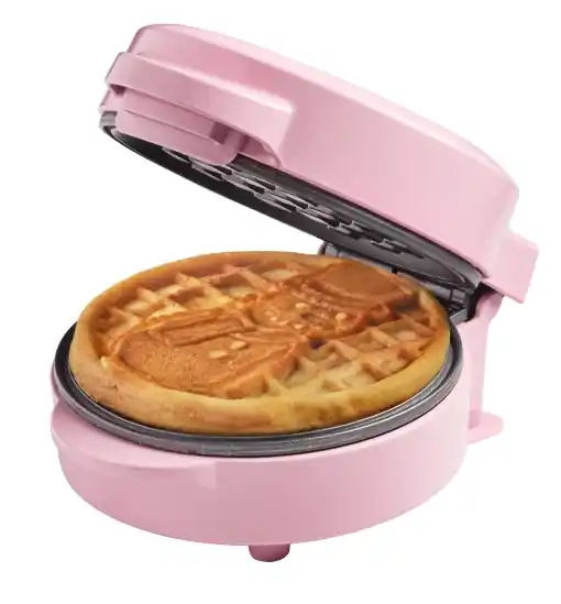 Vezi acum Mini aparat de vafe Bestron cu model de om de zapada, aparat mic de vafe cu acoperire antiaderenta, pentru petreceri de ziua copiilor, sarbatori de familie, Paste sau Craciun, design retro, 550 wati, culoare: roz