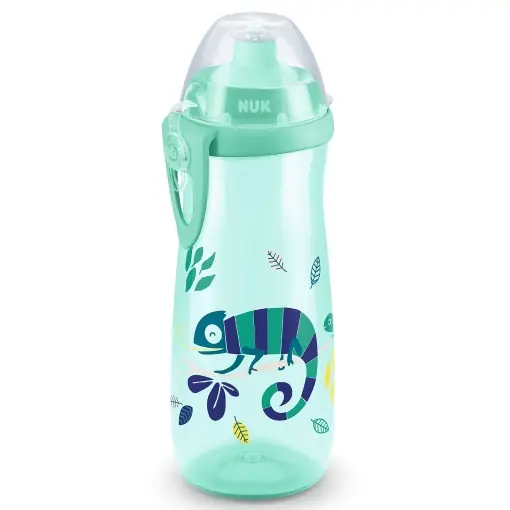 Cumpără online NUK Sports Cup Sticla de baut pentru copii cu efect cameleon | 24+ luni | cu schimbare de culoare | gura de scurgere etansa | Clema si capac de protectie | Fara BPA | 450 ml | Cameleon (verde)