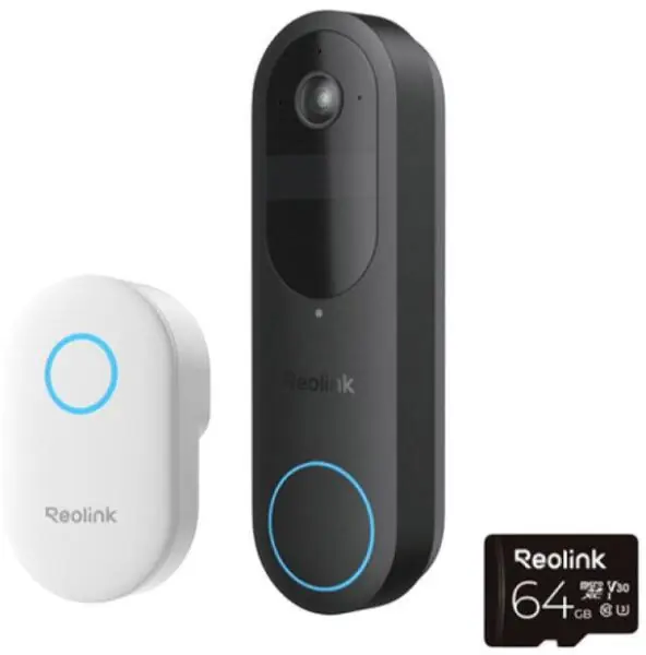 Preț redus Sonerie wireless WiFi dual band Reolink *fara fir *rezolutie 2K 4MP si un unghi de vizualizare de 150° x 150° *Lentila:1.2 mm, diafragma F1.8 *Baterie: 7000mAh reincarcabila (Durata de viata variaza in functie de setari, utilizare si temperatura.) *Alimentare prin fir: 8-24V AC, 24V DC, port USB-C