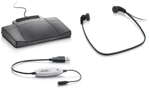 Ieftin Philips LFH5220/03 Set de redare, ACC2310 de pedala USB, LFH0334 casti, adaptor audio, CD pentru drivere si utilitare, antracit