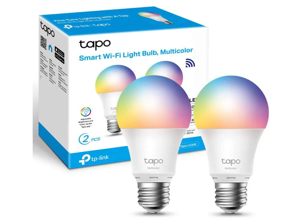 TP-Link Tapo L530E 2 PACK Smart bulb Multicolor Wi-Fi, E27, Wi-Fi Protocol IEEE 802.11b/g/n, Wi-Fi Frequency: 2.4 GHz Wi-Fi, 806 lumeni, 8.7 W, 2,500 K~ 6,500 K, Switching Circles 15,000. Ofertă limitată