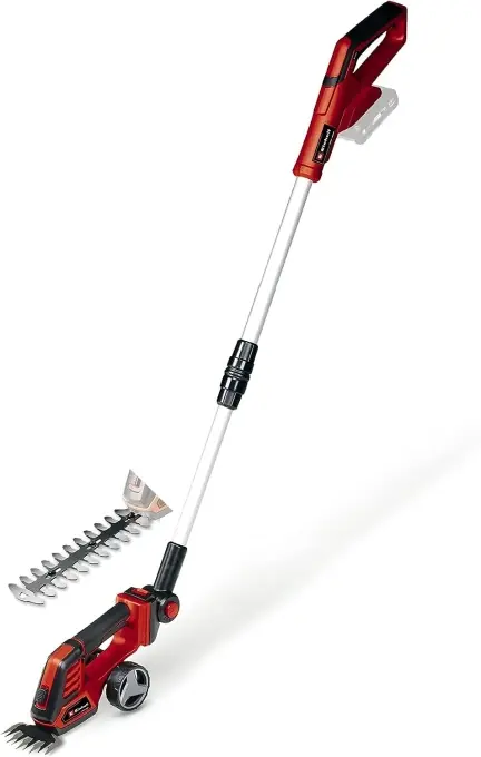 Ofertă de sezon Foarfece cu acumulator pentru iarba si arbusti Einhell GE-CG 18/100 Li T-Solo Power X-Change (Li-Ion, 18 V, maner telescopic, latime de taiere lama de taiere a ierbii 100 mm, lama de forfecare pentru arbusti 200 mm, fara baterie si incarcator)