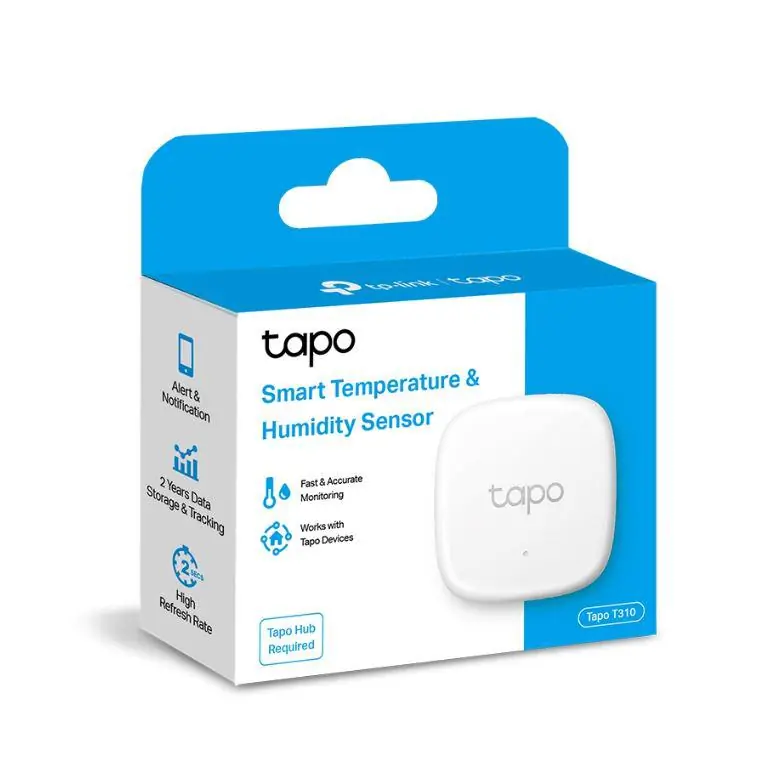 TP-LINK TAPO T310, Senzor smart de temperature si umiditate (necesită Hub Tapo), Wireless: 868 / 922 MHz, Acuratete temperature: ±0.3°C, Acuratete umiditate: ±3%RH, Dimensiuni: 46*46*12.3 mm, Alimentare: Baterie CR2450. Vezi acum