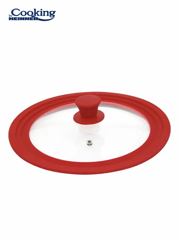 Capac sticla cu margine din silicon ajustabila pe 3 dimensiuni, 28 / 30 / 32 cm, Rosu, Cooking by Heinner Cel mai bun preț