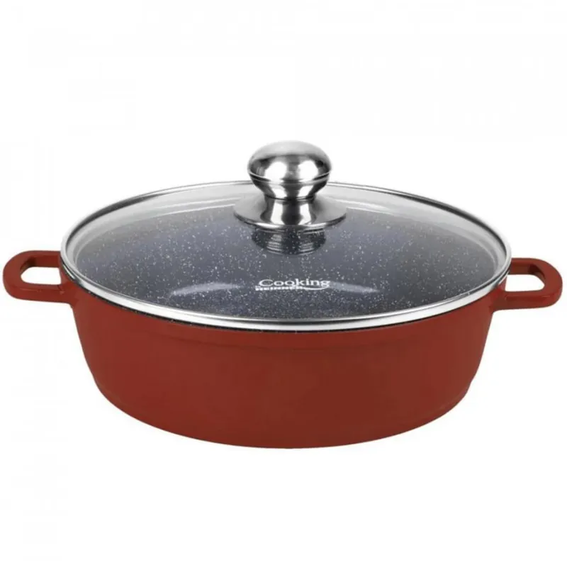 Cratita aluminiu turnat cu capac din sticla Heinner , 11 l, 40×9.8 cm, Interior ceramic, HR-JLG-J40JCR Popular