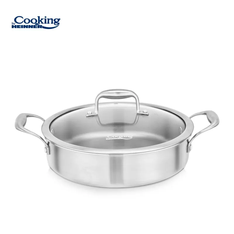 CRATITA INOX+CAPAC STICLA 26X7CM, 3.5L, ATOMIC3, COOKING BY HEINNER Preferatul clienților