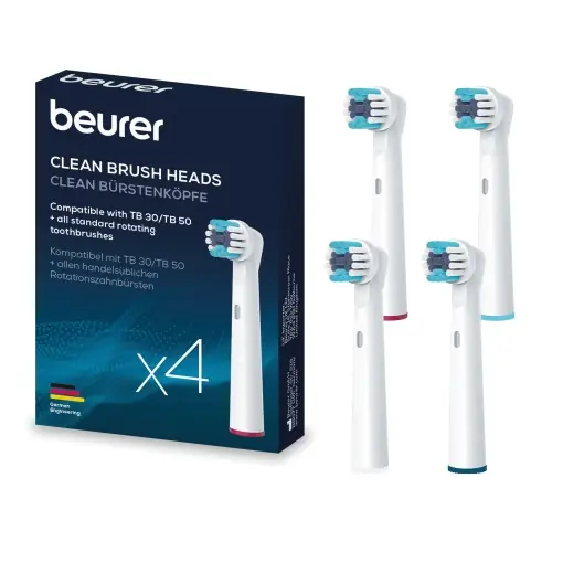 Livrare gratuită Perii Beurer TB 30/50 pentru periuta de dinti electrica, capete de perie compatibile Oral-B, curate, 4 bucati, perii de schimb albe