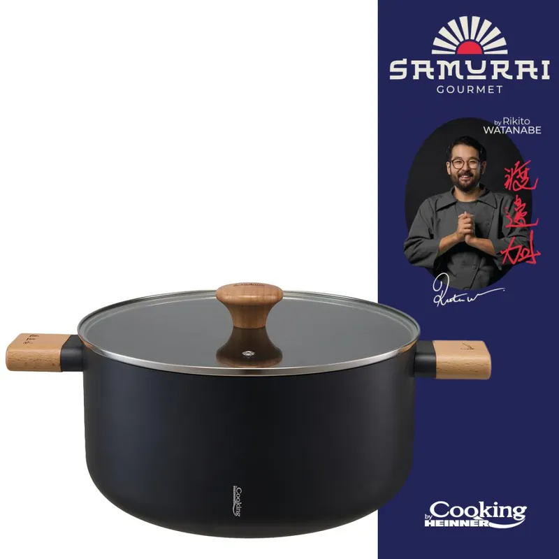 Retur gratuit SEMIOALA ALUMINIU + CAPAC 28X14 CM, 7.8 L, RIKITO WATANABE, COOKING BY HEINNER