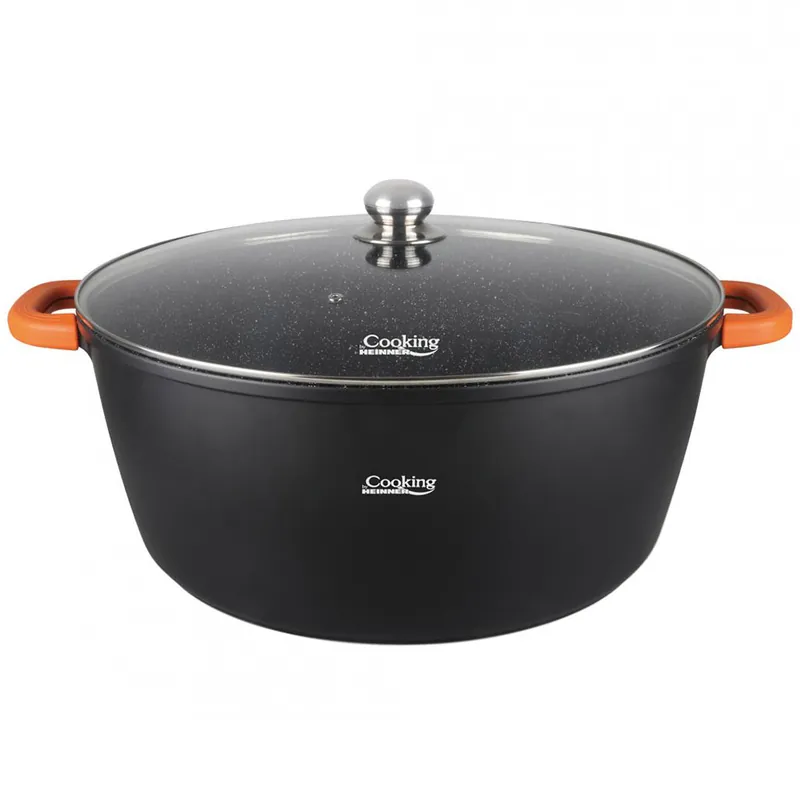 Semioala Cooking by Heinner, cu capac, 44x19cm, 23L, Dark Line, Aluminiu, Negru Ofertă exclusivă