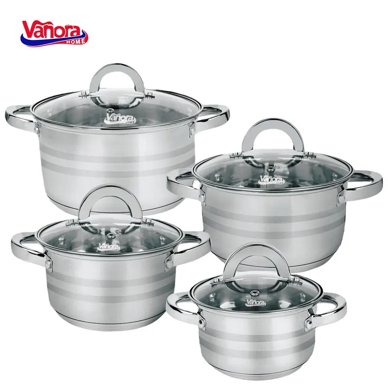 Mai ieftin SET GATIT DIN INOX 8 PIESE, MEDINA 1 x 16×9.5cm cratita+ capac 1.8L 1 x 18×10.5cmsemioala + capac 2.5L 1 x 22×12.5cm semioala + capac 4.5L 1 x 24×13.5cm semioala + capac 6 LMaterial: inox + capac sticla termorezistenta
