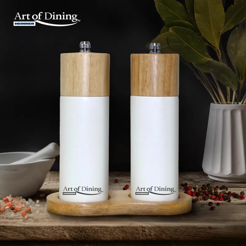 SET OF 2 MODERN SALTPEPPER GRINDERS, 16 CM + BASE Ofertă specială