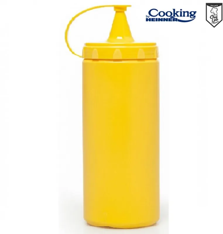 Plată sigură STICLA DISPENSER PENTRU SOSURI 1000 ML, GALBEN,CHEF LINE, COOKING BY HEINNER, multiplu de 10 bucati