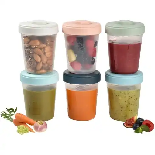 BEABA, set de 6 recipiente de depozitare, clema, recipiente stivuibile, 100% etanse, congelare, lapte matern, 6x250ml Ofertă