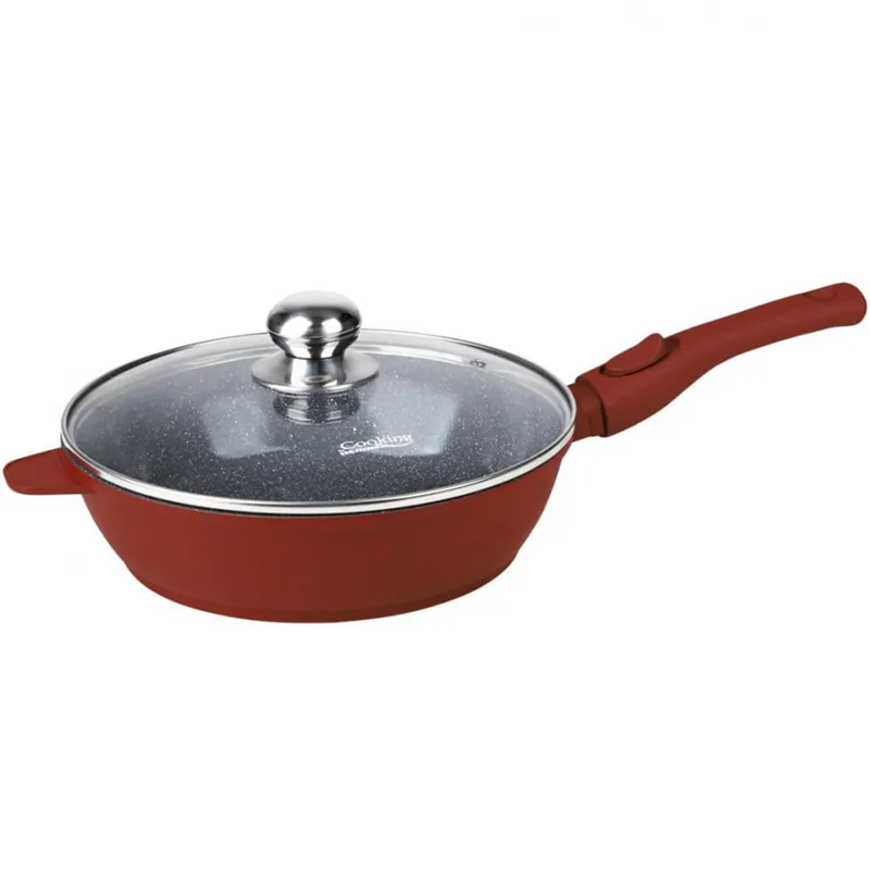 Ultima șansă Tigaie adanca din aluminiu turnat Heinner, Capac sticla, 26×7 cm, Acoperire ceramica, HR-JLG-26T