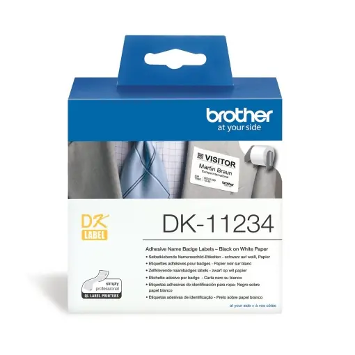 Preț redus Etichete unice autoadezive originale Brother DK-11234 negru pe alb (hartie) 60 x 86 mm, 260 buc./rola - potrivite pentru imprimantele de etichete Brother QL