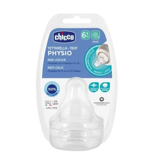 Plată securizată Chicco Chicco TETINA FIZIOLOGICA ANTI-COLICA, HRANA VASCOASA, 6M+, SILICON, 2 BUC.