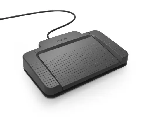 Lichidare de stoc Comutator de picior USB Philips ACC2320, design cu 3 pedale Inaintare rapida, redare, derulare rapida, CD cu drivere si software de configurare Antracit