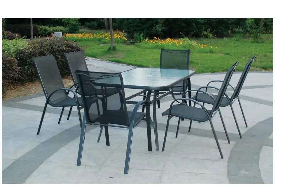 Cel mai vândut Set mobilier gradina/terasa Heinner Fiesta, masa si 6 scaune, negru