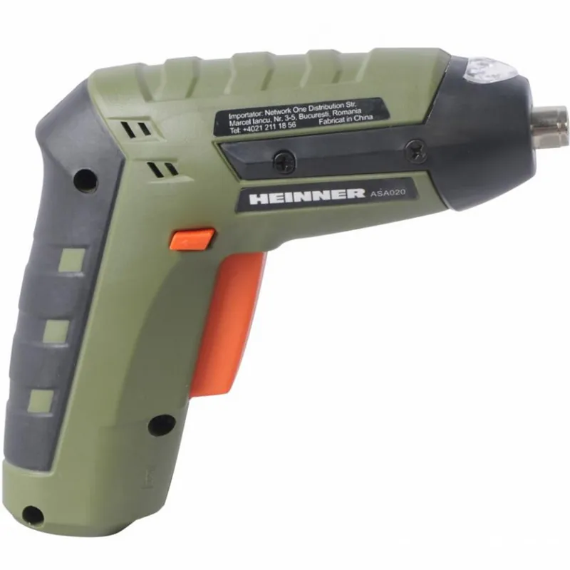 Retur ușor Surubelnita electrica cu acumulator, 3.6V 1300mAh Li-ion, turatie in gol 180rpm, incarcare prin USB, Verde