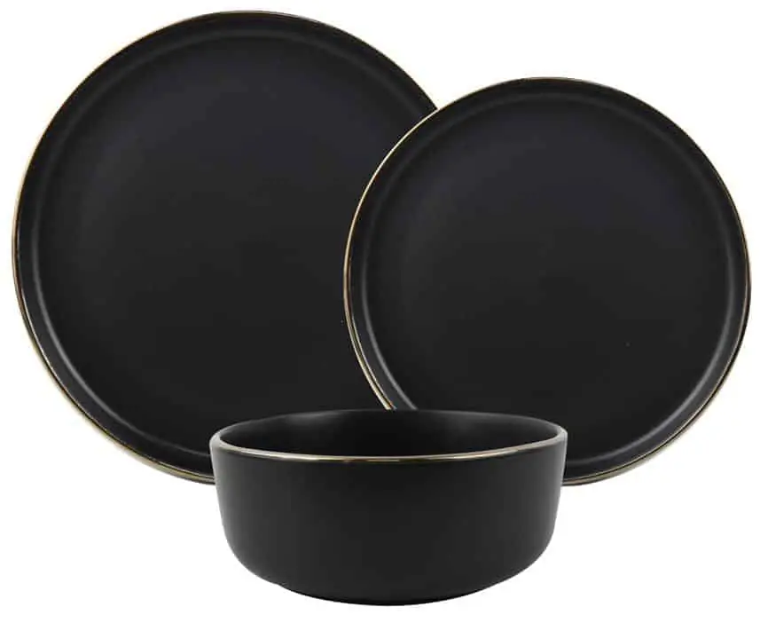 Serviciu masa ceramica 18 piese Heinner Imperial, Art of Dining, 6 farfurii intinse 27 cm + 6 farfurii desert 19 cm + 6 boluri 16 cm, Alb cu detalii aurii Expediere rapidă