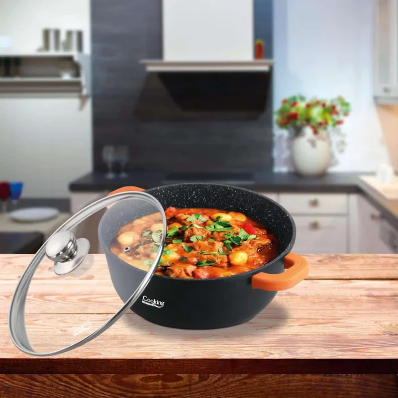 Cratita cu capac Cooking by HEINNER Dark Line, 20 x 8.5 cm, 2.3 litri, aluminiu, negru Plată sigură