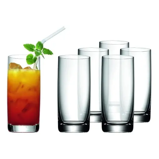 Set de pahare WMF Easy Long Drink 6 bucati, pahar de cocktail 350 ml, sticla de cristal, poate fi spalat in masina de spalat vase, rezistent la spargere Doar azi