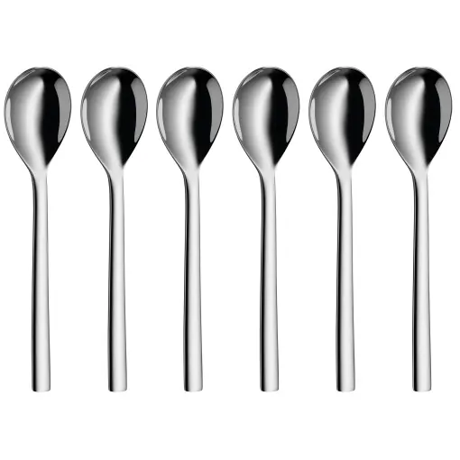Set linguri de cana de cafea WMF Nuova 6 bucati, lingura de cafea mare 15,5 cm, otel inoxidabil Cromargan lustruit, poate fi spalat in masina de spalat vase, Popular