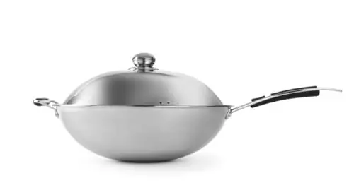 Chilipir Tigaie HENDI Wok, pentru wok cu inductie HENDI 239766, aragaz cu inductie, potrivit pentru inductie, material cu 3 straturi, prindere moale, capac o360x180mm, otel inoxidabil