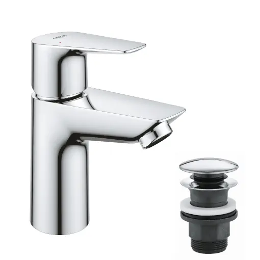 Livrare gratuită GROHE StartEdge - Robinet de lavoar cu o singura parghie (cu economie de apa, instalare rapida, cu limitator de temperatura, conexiune flexibila), crom, 24199001