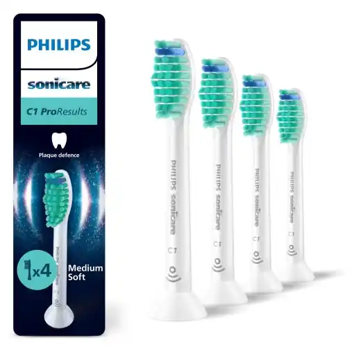 Philips Sonicare C1 ProResults, Capete de perie originale de schimb, alb, pachet de 4, HX6014/87 Vezi acum