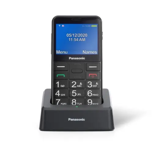 Panasonic KX-TU155EXBN Telefon mobil senior deblocat de 0,03 GB (buton de urgenta SOS, compatibil cu aparate auditive, functie lanterna, butoane unice mari pentru utilizare usoara, afisaj color 2,3") negru Plată securizată