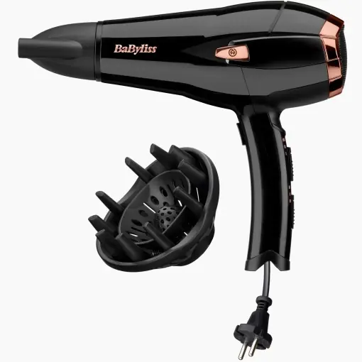 Uscator de par ionic Babyliss Cordkeeper 2000 D373E, functie unica de retragere a cablului in maner, 2000 wati negru Bestseller