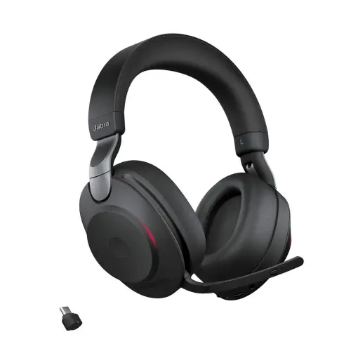 Livrare expres Casti fara fir pentru PC Jabra Evolve2 85 - Casti stereo certificate UC cu anulare a zgomotului si baterie de lunga durata - Adaptor Bluetooth USB-C - Negru