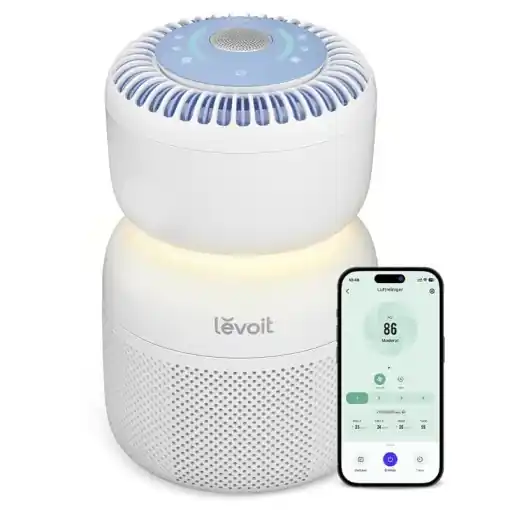 Purificator de aer Levoit HEPA cu 5 senzori, filtru de aer impotriva polenului de praf de mucegai de 99,97%, afisaj in timp real al calitatii aerului, control al aplicatiei, lumina de noapte si zgomot alb pentru un somn mai bun, Sprout Reducere de preț