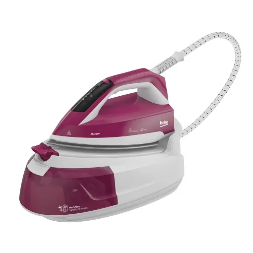BEKO SGA6126R Fier de calcat cu abur Presiunea pompei de 5,8 bari, plastic ceramic, alb/violet Nu rata