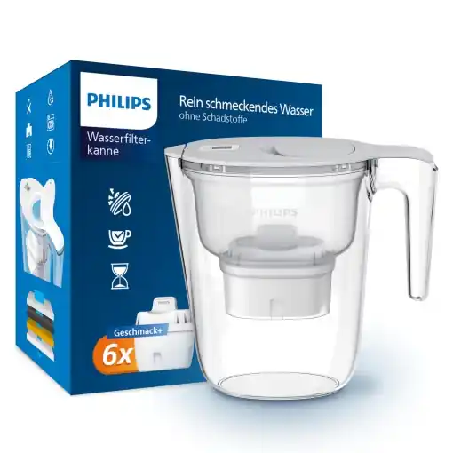 Philips Water Filter Jug 6 Flavor Cartuse de filtru de schimb Fast Flow Alb 26 litri Cronometru electronic Disponibil imediat