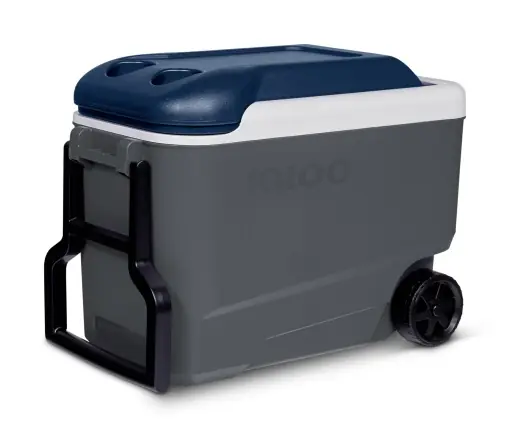 Plată securizată Igluo Maxcold 40 Roller Racitor pasiv cu roti, 38 litri, albastru, pentru camping, munca, timp liber si festivaluri