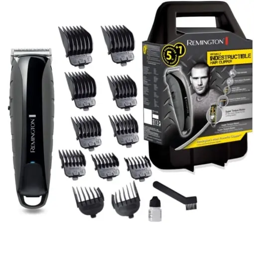 Ofertă exclusivă Aparat de tuns Remington Professional indestructibil (carcasa din policarbonat rezistent la impact, motor de coafura de 7,4 V, 11 piepteni de atasare, alimentat cu retea/baterie, carcasa de depozitare, litiu) Aparat de tuns HC5880