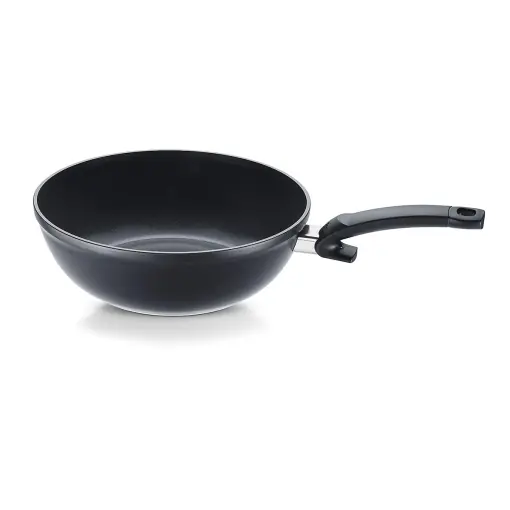 Fissler Ceratal Orbit Negru/Aluminiu Wok (O 30 cm, 5,2 L) tigaie mare din ceramica acoperita cu antiaderenta, margine inalta, Fabricat in Germania - Inductie Reducere