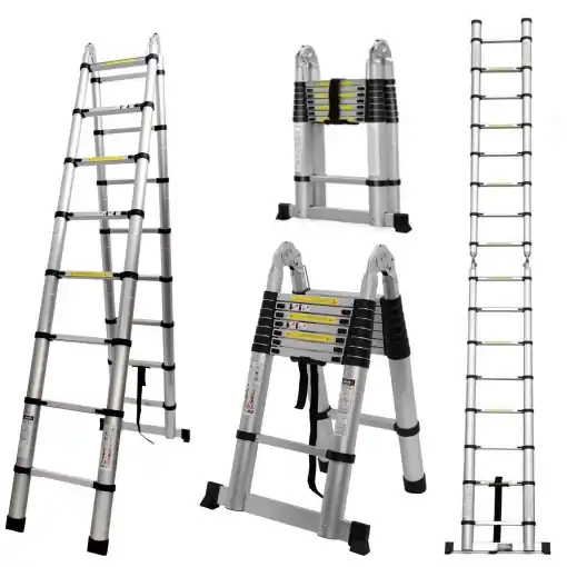 Preț redus Scara telescopica 5M din aluminiu, scara pliabila scara multifunctionala scara extensibila scara cu 16 trepte scara max. capacitate de incarcare 150 kg