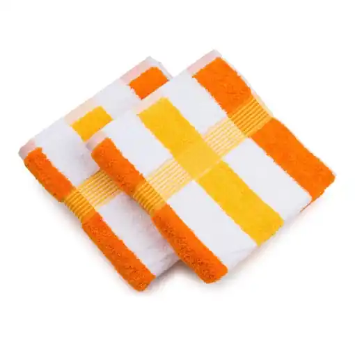Cumpără online Gozze - Prosop New York Stripe, Set de 2, Prosop Moale si Absorbant, 100% Bumbac, 50 x 100 cm - Portocaliu/Alb/Galben