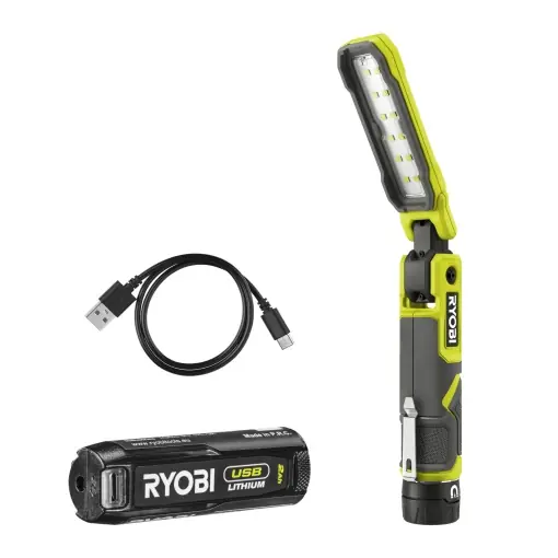 Vezi acum Lumina cu bara fara fir Ryobi 4 V USB-Lithium RLI4-120G, pliabila, 650 lumeni, incl. 1 baterie cu litiu de 4 V 2,0 Ah si incarcator