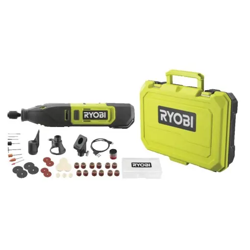 Unealta rotativa fara fir RYOBI 12V RRT12-120BA335 (accesoriu din 35 de piese, control al vitezei 5.000-35.000 rpm, baterie cu litiu de 12V incorporata) Lichidare de stoc
