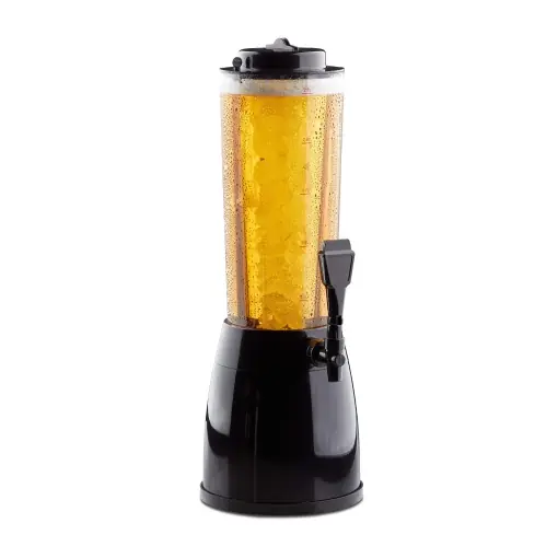 Coloana de bere Relaxdays cu robinet, IxLxA: 50 x 23 x 18 cm, capacitate 2,5 l, pompa transparenta, turn de bere, negru Popular