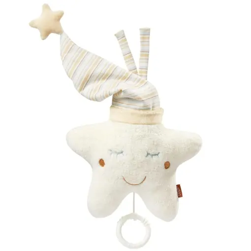 Disponibil imediat Fehn Music Box Baby Sleep Aid Star - Cutie muzicala cu jucarie detasabila pentru agatat - Melodie de ajutor pentru somn "Stii cate stele mici in picioare" - Jucarii pentru bebelusi si copii de la 0+ luni