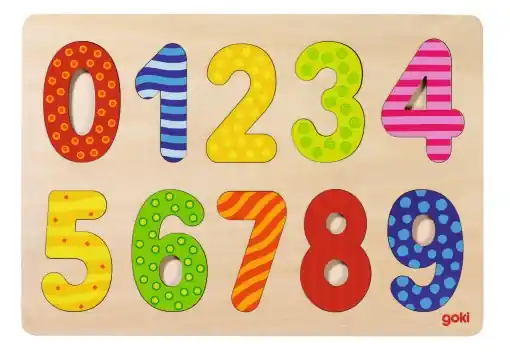 Bestseller Goki 57574 - Puzzle cu incrustatii - Numere 0-9