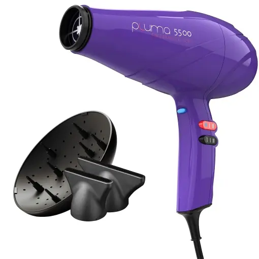 GA. MA Italy Professional, uscator de par Pluma 5500 Endurance Ion, uscator de par profesional cu motor de curent alternativ italian de 2400W, tehnologie Ion-Plus pentru par stralucitor, fara incretire, culoare violet Preferatul clienților