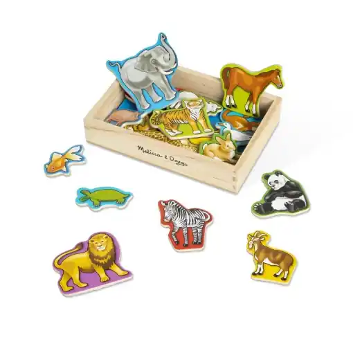 Reducere de preț Melissa & Doug joc magnetic pentru copii de la 2 ani, cu figurine magnetice de animale, 20 de animale