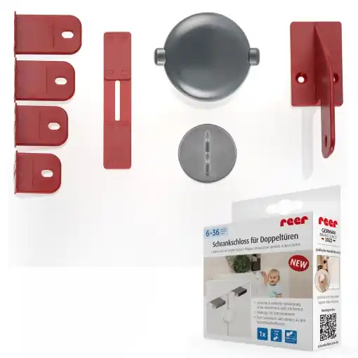 Reer 71081 Incuietoare dulap pentru usi duble, de la expertul svab in siguranta copilului gri Expediere rapidă